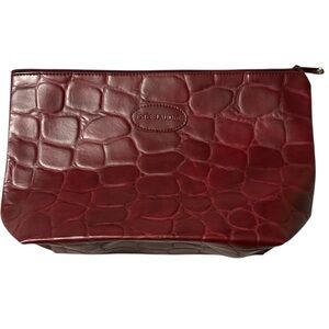 Estee Lauder Burgundy Croc-Embossed Cosmetic Bag